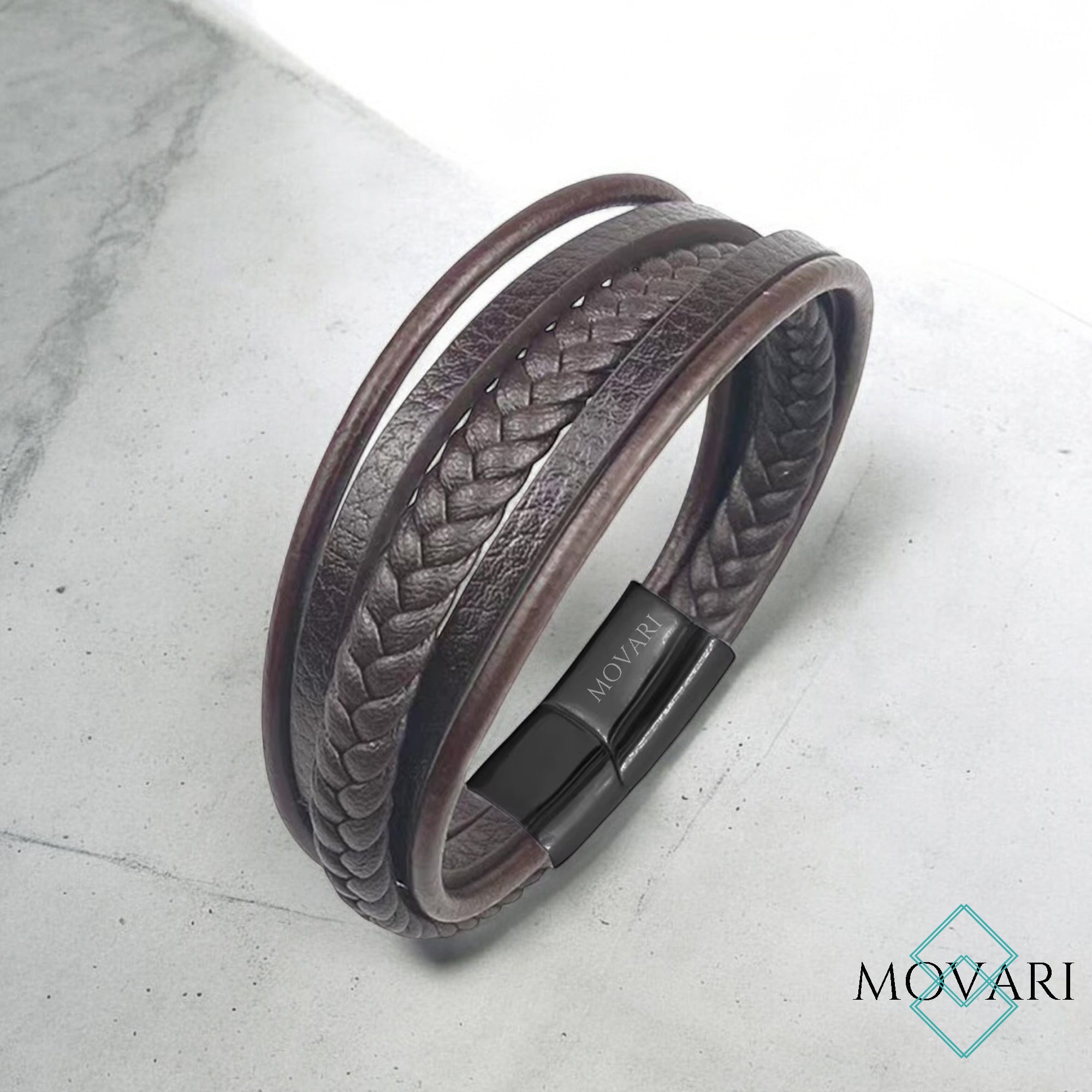 Men's Five Layer Brown Leather Bracelet