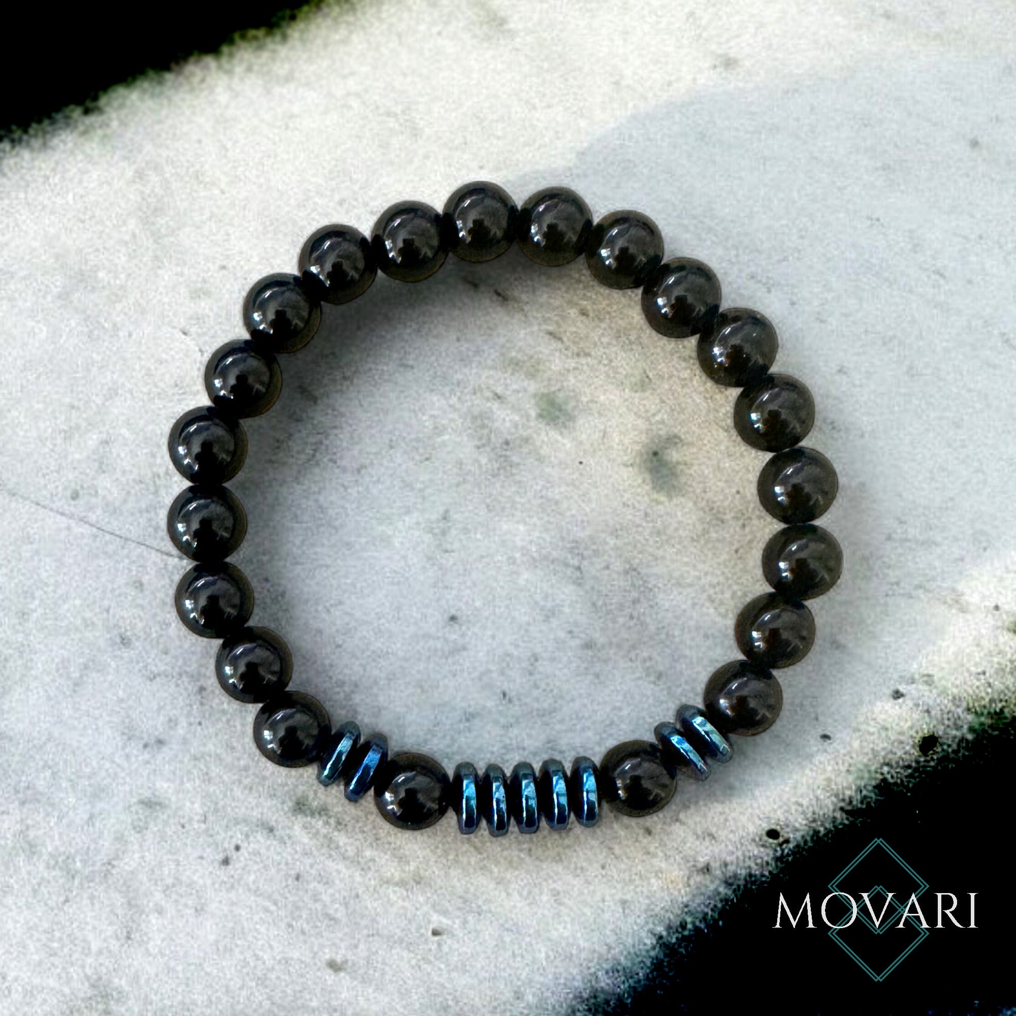 Bead Bracelet Custom Jewelry AAAA Black Obsidian Blue Hematite