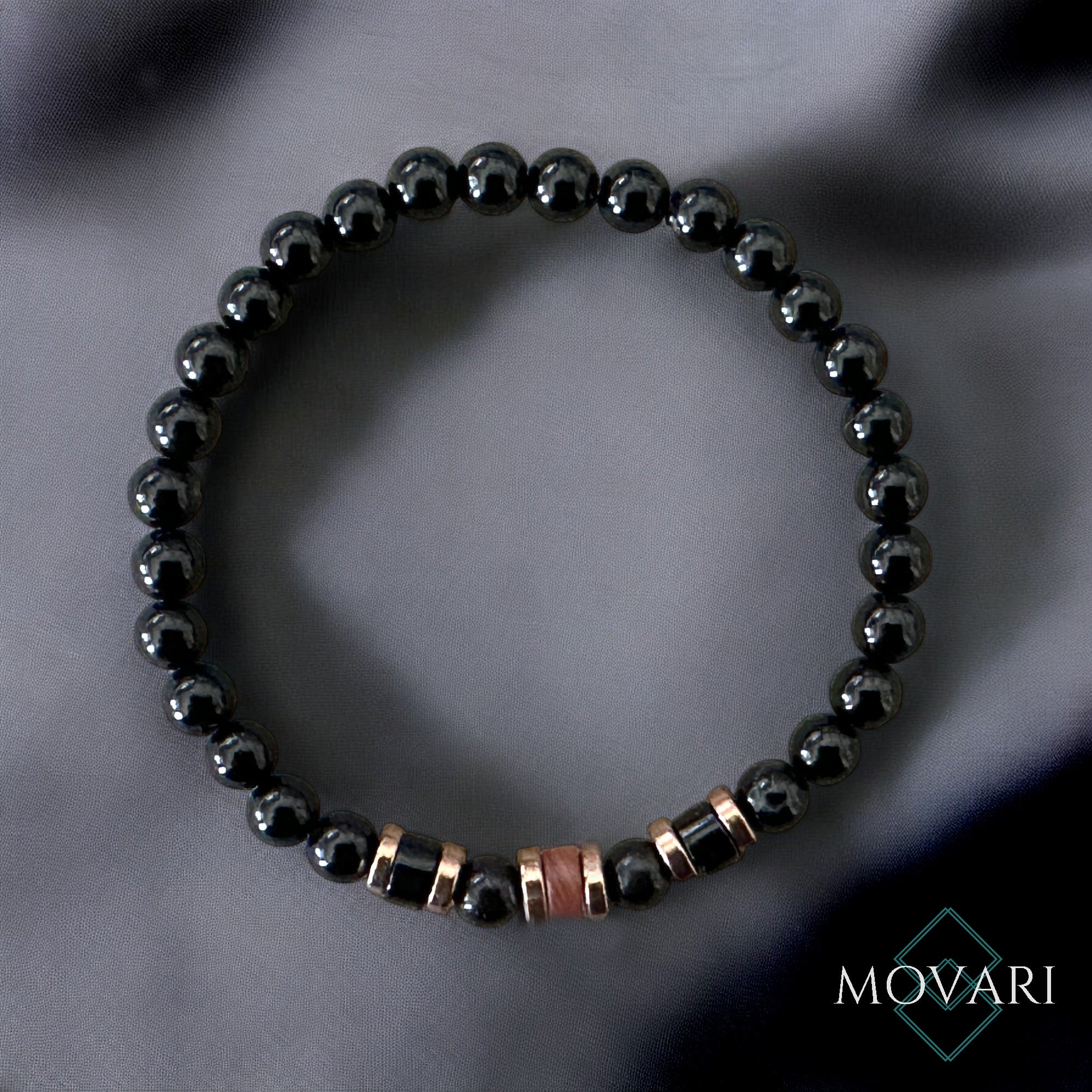 Mens 6mm Black Bead Stretchable Bracelet Shungite Onyx Sophistocated Style