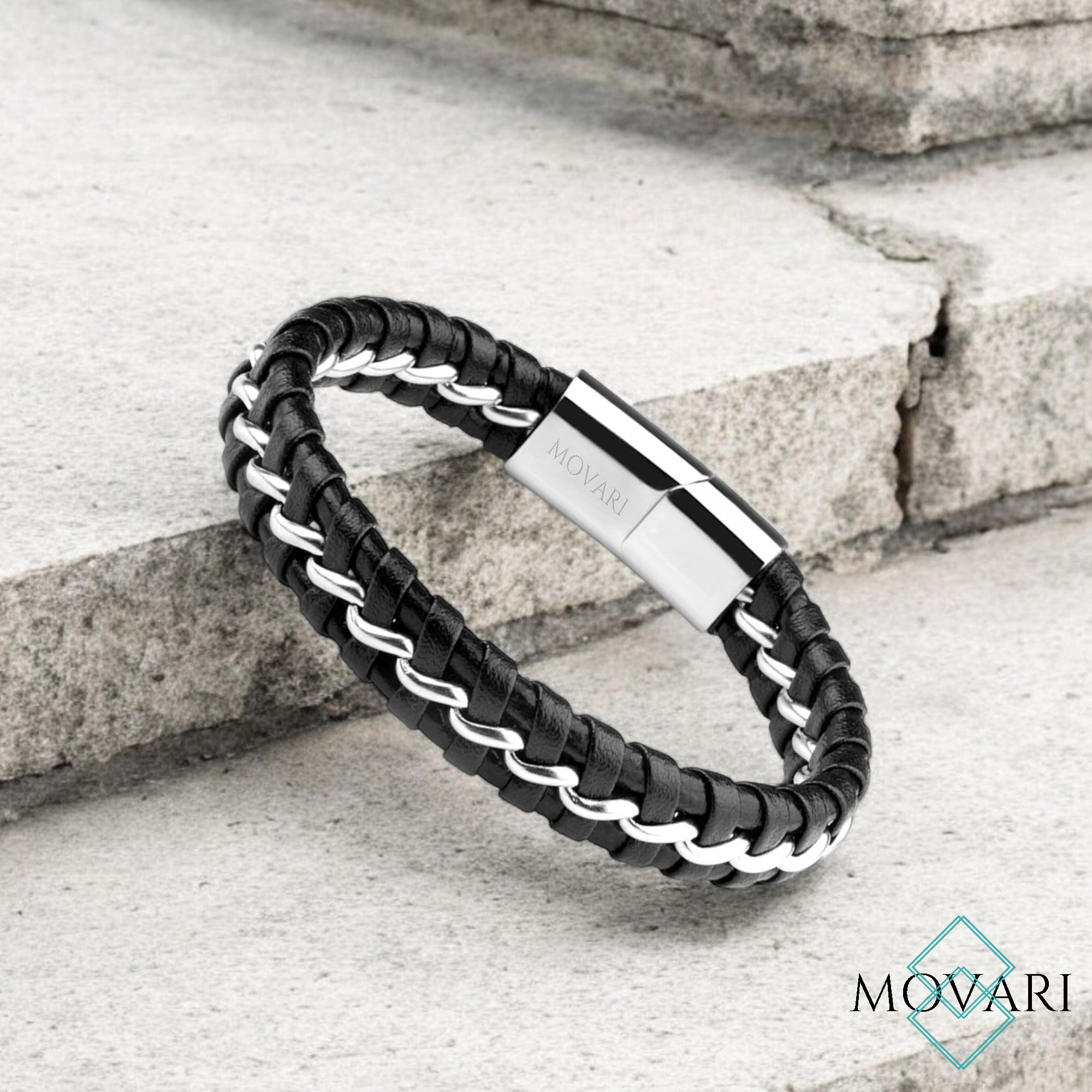 top jewelry for men quality black leather bracelet