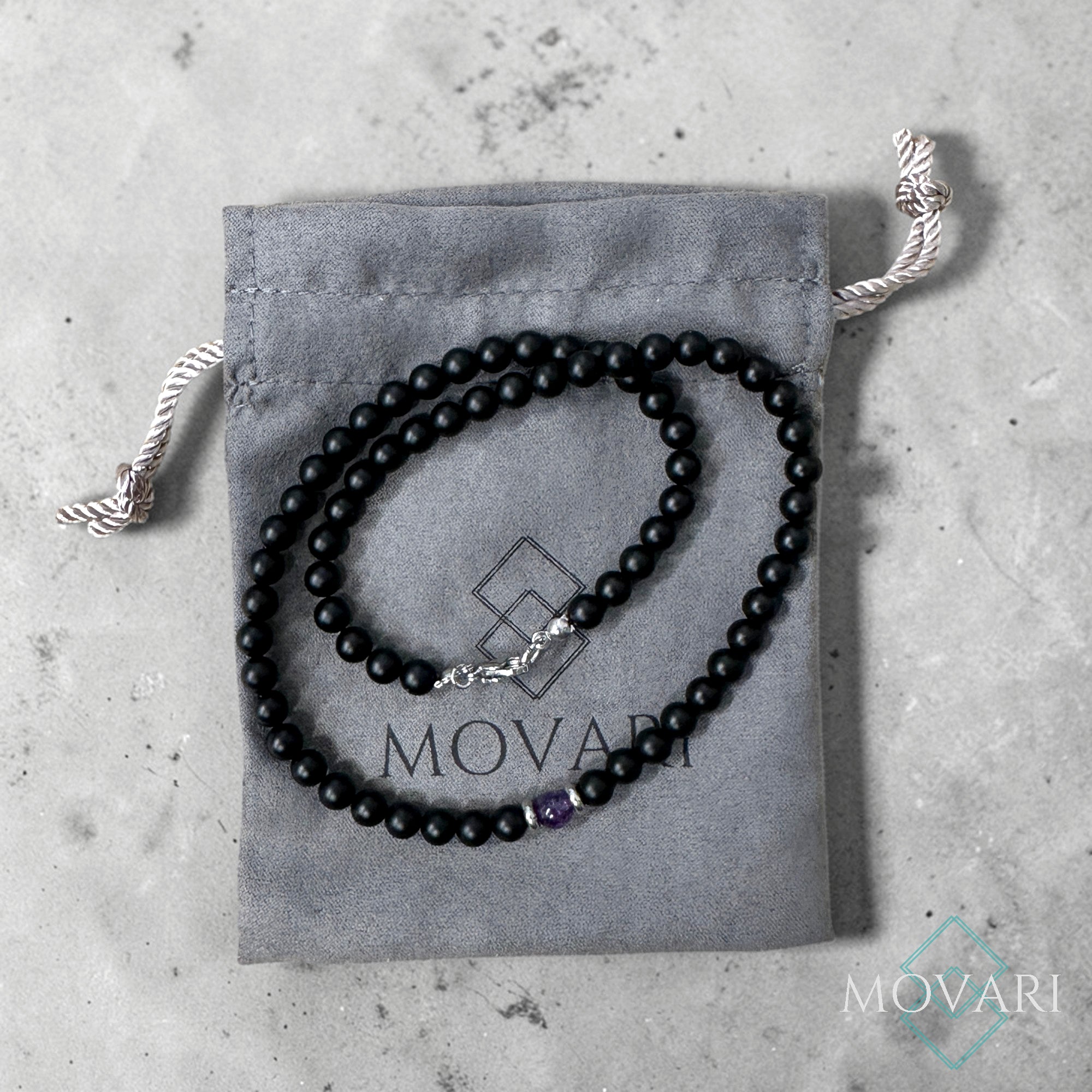 6mm Matte Black Onyx, Minimalist Unisex Jewelry Movari USA