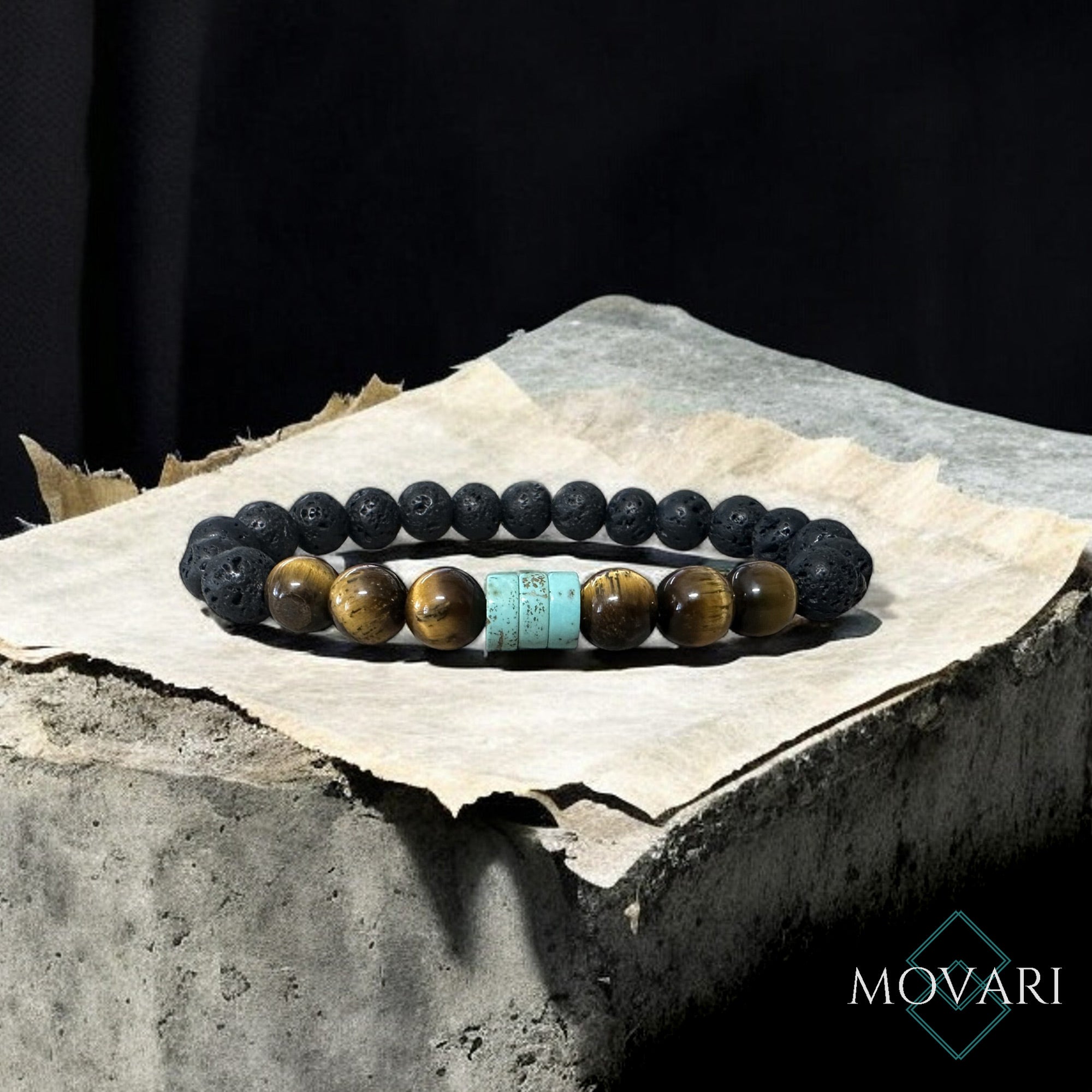 turquoise Stretch Bracelet For Men Essential Oil Lava Wristband Jewelry