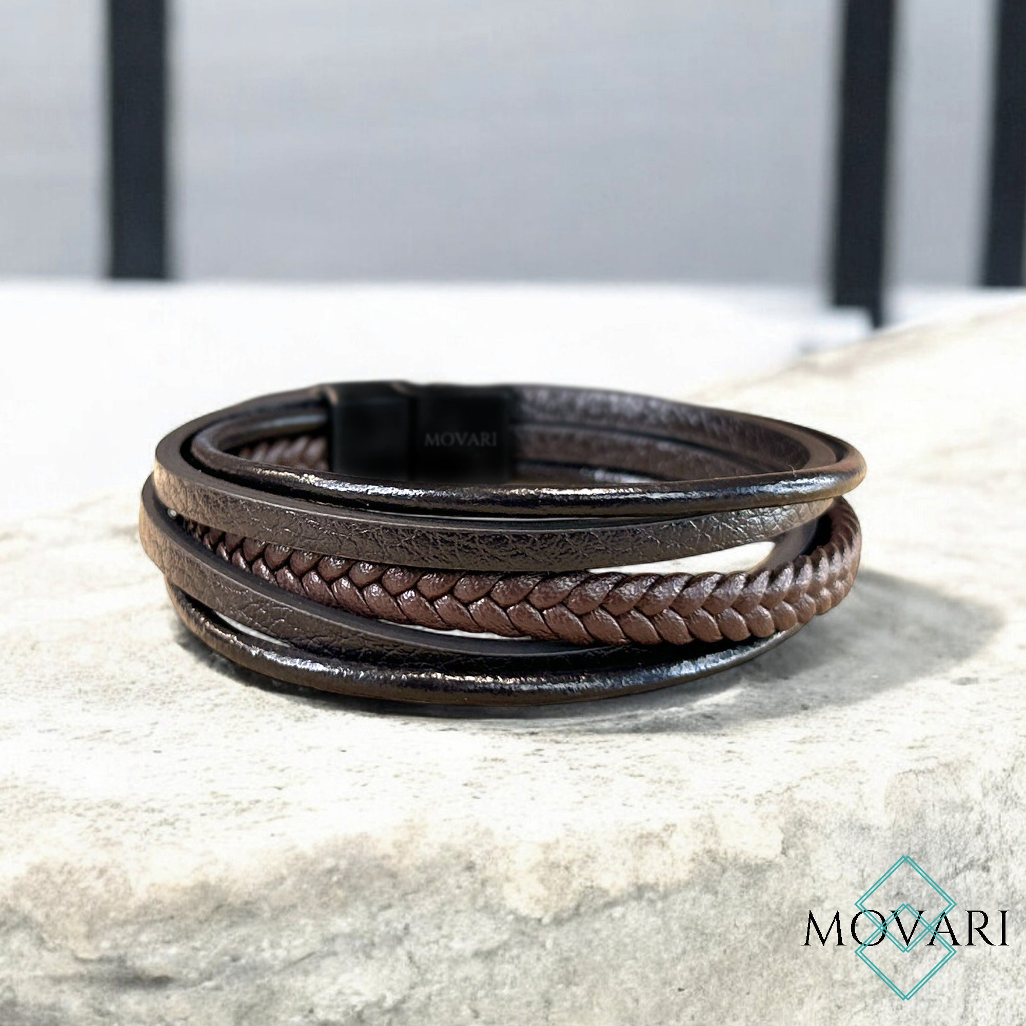 brown leather boho bracelet surfer bracelet beach bracelet for men, top gifts for men Movari Jewelry US