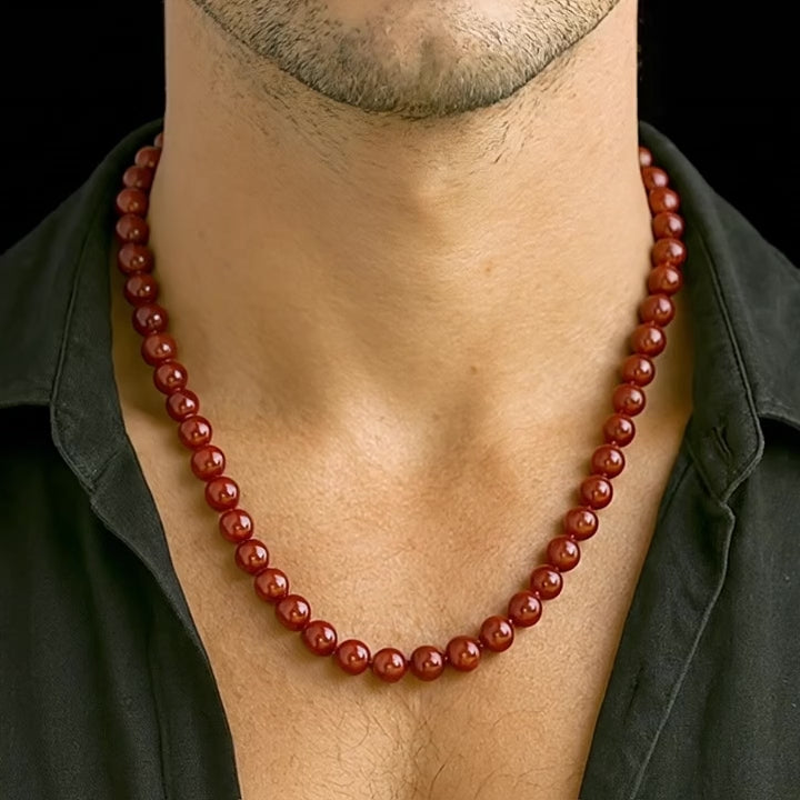 red jade necklace for him 8mm