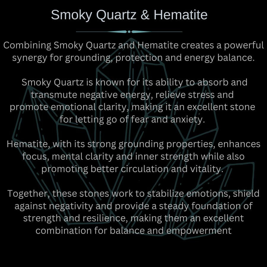 AAAA Smoky Quartz Hematite Men's Beaded Stretch Bracelet 6mm