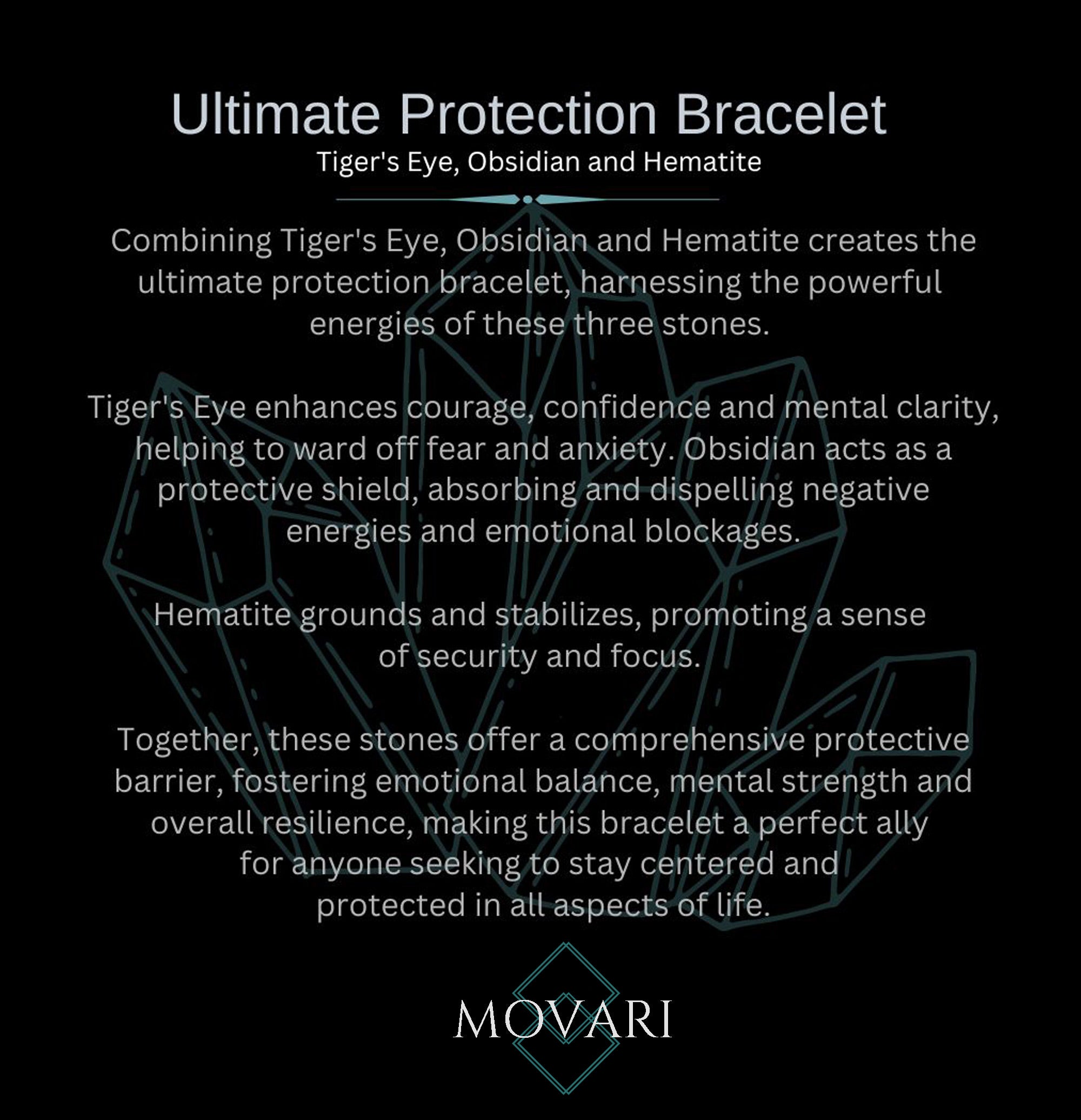 tigers eye obsidian and hematite meaning card